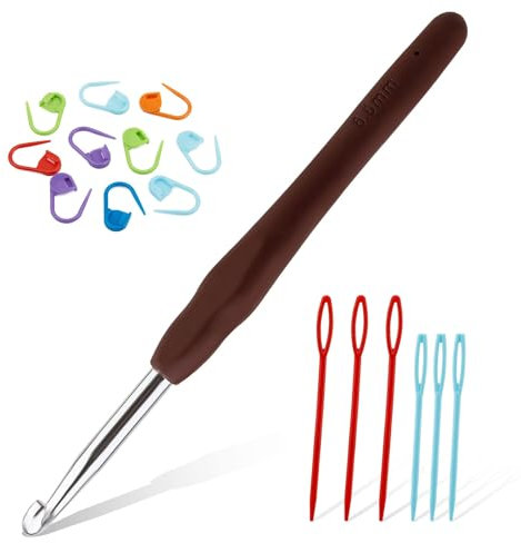 ENCHOL 6 mm Crochet Hook, Soft Handle Aluminum Crochet Hook, Ergonomic Knitting Crochet Needle for Beginners Handmade DIY Knitting Crochet