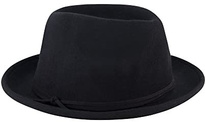 Concept One Damen Christian Siriano New York Fedora Wollfilz Pork Pie breite Krempe Mode Hut Herren Filzhut, Schwarz, Einheitsgre