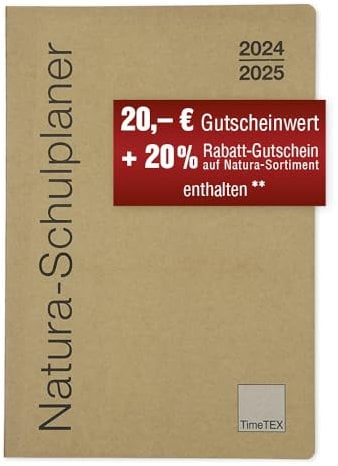 TimeTEX Natura-Schulplaner A4-Plus mit flexiblem Karton-Cover - Schuljahr 2024-2025 - Lehrerkalender - Lehrertimer - 10752