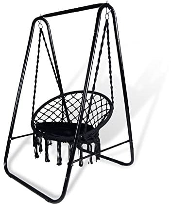CCLIFE Hängesessel mit Gestell Kissen Hängeschaukel Hängestuhl Bis 100kg Indoor & Outdoor Garten Hängesitz