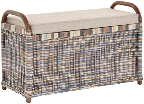 Korb-Outlet Rattan Sitzbank Sitzhocker mit Stauraum Rattanhocker mit Deckel Hocker (Groß Mehrfarbig)