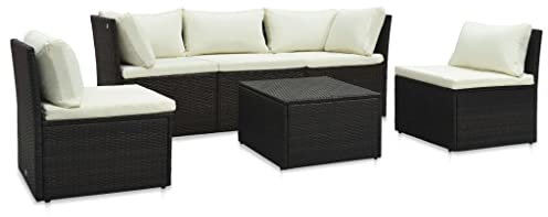 KOIECETA Gartenmöbel 4-TLG. mit Auflagen Sitzgruppe Lounge Sofa Garten Garnitur Gartenset Sitzgarnitur Gartensofa Poly Rattan (Braun und Weiß)
