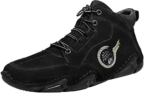 Stivali Uomo Pelle Scarpe Uomo Tela estive Alte Scarpe Uomo Lavoro Stivali Uomo Alti 2023 Sneakers Uomo Bianche estive F-Nero 26.99