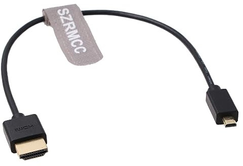 SZRMCC Câble spiralé Micro HDMI à Angle Droit vers HDMI Full HDMI Haute Vitesse pour caméscopes Canon Sony DSLR Caméscopes Appareil Photo ATOMOS (câble Droit de 30 cm)