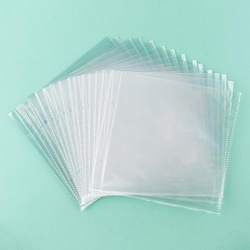 OTCRAFT 50 Seiten 15,2 x 15,2 cm transparente Kunststoff-Bindertaschen, 2 Löcher, 2 Taschen pro Seite, passend für mehr Schablonen, exklusiv für Schablonen, Stanzformen, Fotos, Briefmarken innerhalb