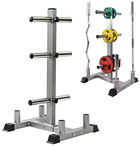 Standard Weight Plate Tree for 5cm/2 Or 2.5cm/1, Heavy Duty Olympic Plate Rack Holder with 4 Bar Stands, for Home Apartment Gym (Size : 2.5cm(1inch) Plate Rack)