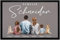 SpecialMe® Fußmatte Familie mit Namen Figuren personalisierbar 1,2,3,4 Kinder Katze Hund Watercolor Aquarell rutschfest & waschbar schwarz 60x40cm
