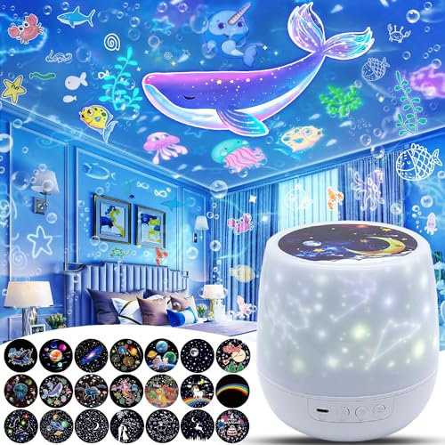 LytRdIt 21 Sets of Films Kids Night Light Projector, Star Galaxy Projector with 360° Rotating for Kids Baby Girls, Birthday, Christmas, Nursery, Room Decor