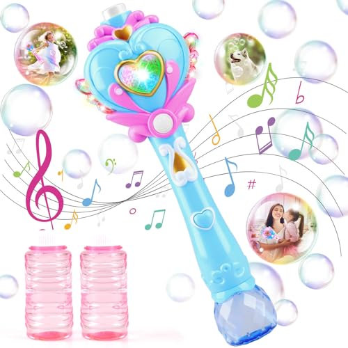 Beria Jouets pour filles : baguette à bulles de princesse, cadeaux d'anniversaire pour filles de 3, 4, 5, 6, 7, 8 ans, baguette de fée pour enfants avec solution à bulles, jouets pour petites filles