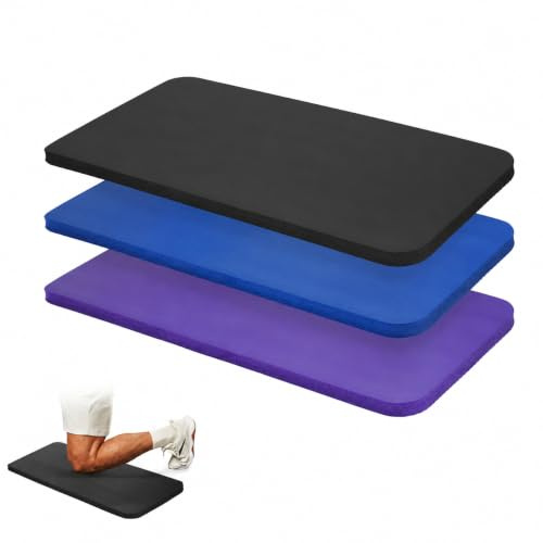 DEAYOU 3 Pack Yoga Knee Pads Cushion, Non Slip Exercise Mat for Pain Free Yoga, Extra-Thick Pilates Knee Mats, Portable Yoga Mat Accessory for Fitness, Elbows, Wrist, Forearms, 61×25×1.5 cm, 3-Color