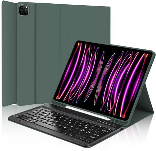 WINCHKING Tastiera per iPad Pro 12.9, Custodia con Tastiera per iPad 12,9, Cover QWERTY Bluetooth Magnetica Keyboard per ipad pro 12.9 pollici 6/5/4/3 Generazione, Verde Scuro