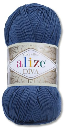 Frida's Wollhaus Alize 100 g Diva Wolle Stricken Häkeln Microfaser 64 Farben (279 | Nachtblau)