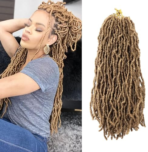 Faux Locs Crochet Hair 12 Inch Soft Locs Curly Wavy 6 Packs/Lot Pre-Looped Faux Locs Goddess Synthetic Fiber Hair Extensions