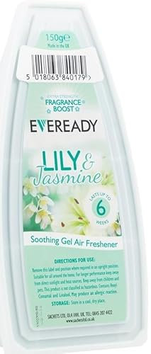 Gel Air Freshener Eveready Lily & Jasmine Scent Lasts 6 Weeks 5x 150g Room Fresheners for Home Odour Eliminator Bathroom Air Freshener Room Air Freshner Toilet Air Freshener Bathroom Freshener