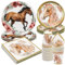 PARTY GO Juego de Platos de Papel Con Diseño de Caballo - Decoraciones y Suministros Para Fiesta de Cumpleaños - Vajilla Decorativa