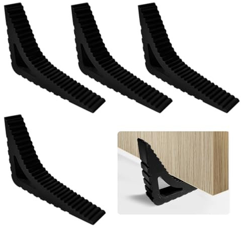Fyfjur 4 Pièces Bloc Porte, Cale Porte au Sol en Caoutchouc, Bloque Porte au Sol avec Plusieurs Angles, Arret de Porte de Fenêtre Portable, Convient pour Cuisine Salle de Bain Chambre Fenêtre (Noir)