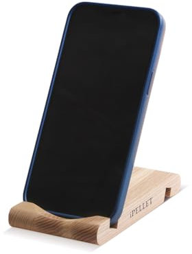 iPELLET Holz-Handyhalter für Telefon und Tablet - Phone Holder Schreibtisch, Phone Stand, Universelles Set aus 2 Haltern für Smartphones und Tablets aus natürlichem Holz