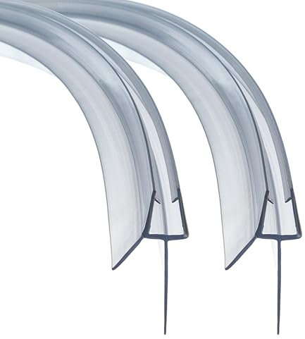 QOROCO Duschdichtung Gebogen 2x 80cm für 6-8mm Glastüren, mit länger Gummilippe(Lippen 20mm), Situationen mit größerer Bodenfreiheit, Vorgebogene PVC Ersatzdichtung für Runddusche, Rundbadewanne