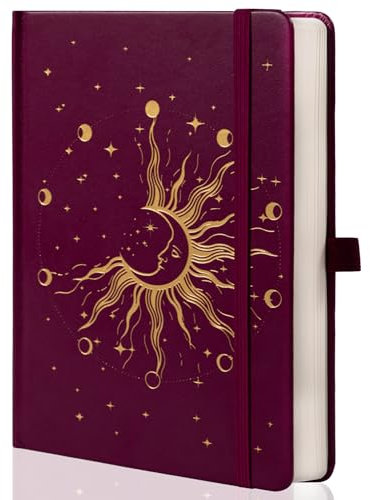 MGGAO Sun & Moon Notizbücher für Frauen und Männer, A5 Hardcover Tagebüch zum Schreiben für Arbeit, Reisen, Schule, 318 Numerierte Seiten, 14,7 x 21,4 cm
