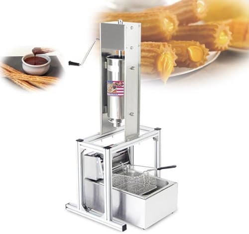 5L Donut-Churros-Maschinenhersteller + 5 Frittierte Teigstangenformen + Fritteuse, Gewerbliche Churros-Maschine Aus Edelstahl, Robuste Churro-Maschinen