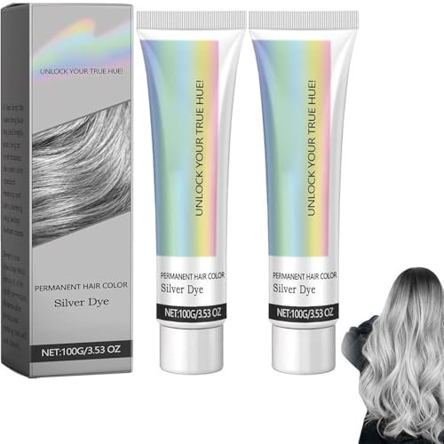 2 In 1 Natürliche Essenz Extrakt Silber Haarfarbe, Silber Grau Natürliche Haarfärbecreme, Natürliche Pflanzen Haarfarbe, Silber Grau Haarfarbe, Dauerhafte Haarfarbe (2pcs)