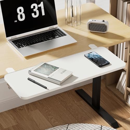 tinysiry Keyboard Tray,Computer Keyboard & Mouse Tray with Adjustable C Clamp,90 Degree Folding Keyboard Tray Under Desk Slide Out Platform Computer Drawer/Holder Suitable for Home Office White