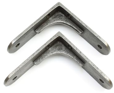 Pair of Corner Brace Gallows Style Antique Cast Iron Shelf Brackets - 90mm x 90mm