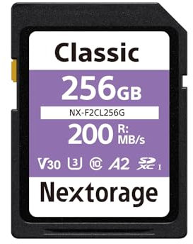 Nextorage Carte SD 256Go, SDXC UHS-I 256GB, SD Card mémoire Japonaise, Accessoires Photo et caméscopes pour appareils Photo Nikon/Canon/Sony/Fujifilm, F2PRO NX-F2PRO256G