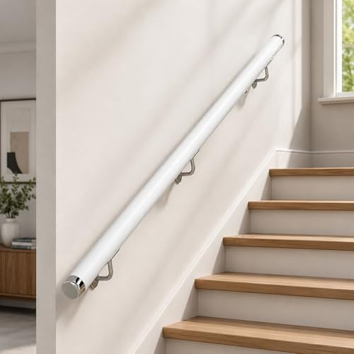 Wooden Stair Handrail, Non-Slip Safety Handrail Banister with Brackets, Stair Railing Support Rail for Elderly & Children, Indoor Wooden Grab Bar for Stairs, Corridor, Loft, Home (80 cm)
