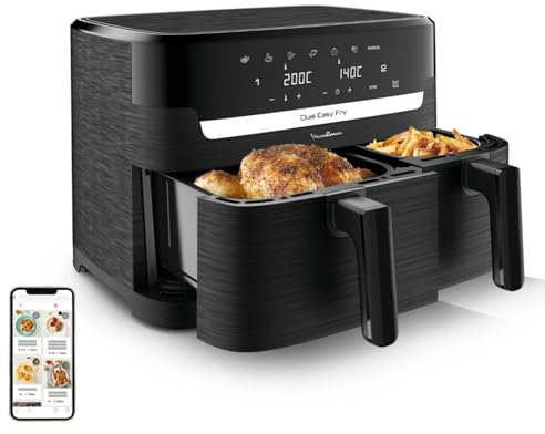 Moulinex XXL Dual Easy Fry 11L: Friggitrice ad aria a doppio cesto + 8 persone, due cesti (6,5 L + 4,5 L),7 programmi automatici, EZ9428F0