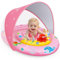 EZIGO Flotteur de piscine pour bébé avec auvent UPF50+ Protection solaire, flotteur de piscine gonflable pour enfants avec jouets d'animaux de l'océan pour bébés de 6 à 36 mois, flotteur de natation