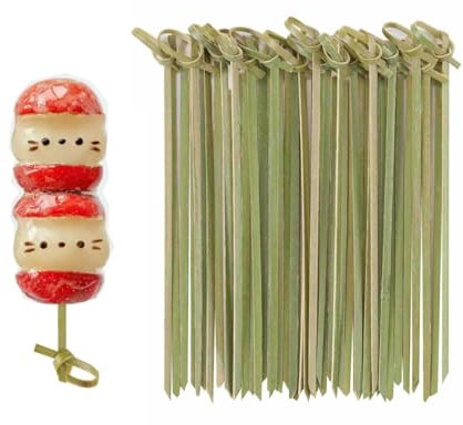 100 Pcs Cocktail Picks, Toothpicks for Appetizers, Natural Bamboo Knot Skewers, Mini Food Sticks, Seafood Sticks Burger Sticks Toothpick Holder, Party Supplies -12 CM