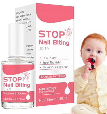 Stop Nägelkauen Nagellack | 15ml Stop Nägelkauen Für Kinder | 0,5 fl oz Nagelbissstopper | Anti-Biss-Nagellack | Stop zu Verhindert Nägelkauen und Daumenlutschen für Kinder und Erwachsene