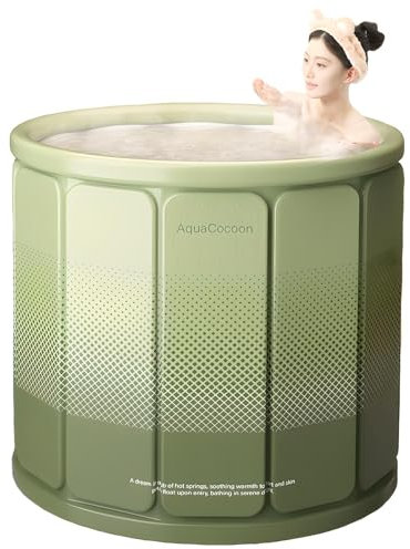 kiss me Portable Bath for Adults,65 * 70cm Foldable Bath Tub Adult,Ice Bath Tub and Hot Bath,Folding Bathtub with Thickened Insulation Layer,Freestanding Soaking Bathtub for Outdoor or Bathroom