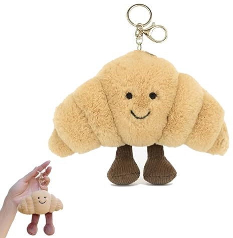 fufupaw Schlüsselanhänger Croissant, Croissant Schlüsselanhänger, Croissant Kuscheltier, Schlüsselanhänger Niedliches Design Croissant Kuscheltier Für Taschen Dekoration Und Geschenkideen