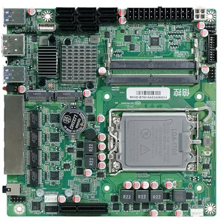 HKUXZR Scheda madre Q670 NAS Mini ITX (LGA1700, processore desktop di 12a/13a/14a generazione), 2* SIDIMM DDR5 MAX 64G, 2* M.2 NVMe, 8* SATA, i226-LM 2.5G vPro 17 * 17 cm Soft Router ITX Mainboard
