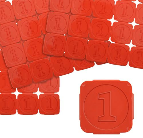 1000 jetons événementiels séparables avec chiffre 1 en relief CombiCraft en rouge en plastique, destiné comme jetons de festival, jetons de consigne ou comme jetons de buvette