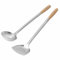 SANTOS 2-teiliges Wok-Set aus Edelstahl – Wokwender & Schöpfkelle mit Holzgriff – Perfekt für asiatische Gerichte – Länge ca. 45-46 cm – robust & langlebig