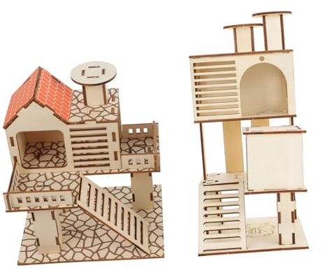 ROMISBABA 2stücke Holz Hamsterhaus Für Kleintiere Naturholz Tunnel Spielzeug Haustier-trainingsspielzeug Entspannend Und Unterhaltsam Für Hamster Mäuse Und Kleine Igel