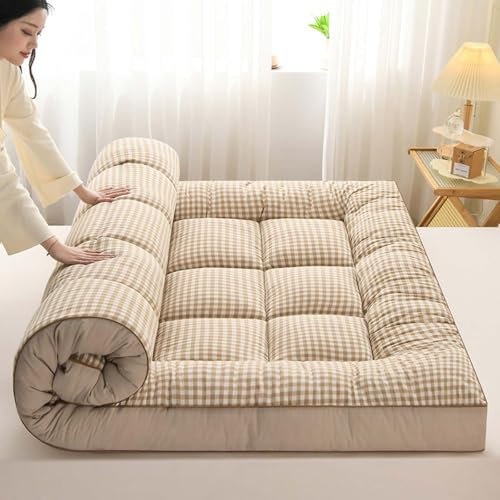 Danchen Japanische faltbare Futon-Matratze, tragbare aufrollbare Isomatte, extra weiche, dicke Tatami-Bodenmatratze für Gäste, Camping, Liegen (120 x 200 cm, Kaffee)