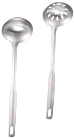 HOLIDYOYO Edelstahl Suppenkelle Und Ölfilterlöffel Satz Langgriffig Mit Feiner Lochung Hot Pot Kochutensilien Für Küche Und Gastronomie
