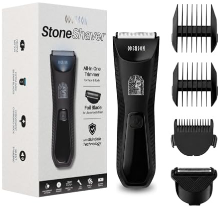 Odenson Stone Shaver Bart- und Körperrasierer für Herren, kabellos, wasserdicht, Haarschneider und Toiletten-Set