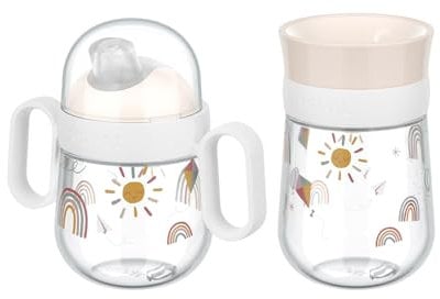 Mepal | Mio Set – 360° | Baby Trinklernbecher ab 6 Monate | auslaufsicher | Spülmaschinengeeignet | Sunshine & Rainbows