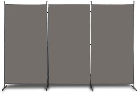Bonnlo Raumteiler Paravent innen, 3-Teilig 180X261 cm Balkon Sichtschutz Stellwand, Paravent Outdoor wetterfest, Raumteiler Trennwand (Grau)