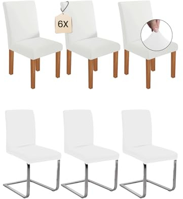 Dmyifan Stretch Stuhlhussen Schwingstühle, Abnehmbarer Waschbarer Stuhlbezüge, Chair Cover für Esszimmer, Hotel, Bankett, Partys Deko, Hochzeit (6, Weiß)