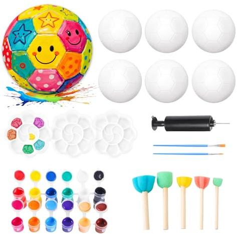 SPERMUOY Fußball Bastelset Kinder,Fussball geschenke jungen,Fussball basteln jungen 6 8 9 10 Jahre,Kinder Fußball DIY Malset mit Pigment Aufkleber für Kinder Jungen und Mädchen