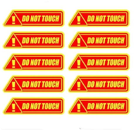 10Packs 9cmx2.5cm Nicht Berühren Aufkleber – Do Not Touch Warnhinweis – Selbstklebender Sticker für Auto, Motorrad & Persönliche Gegenstände