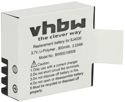 vhbw Akku kompatibel mit Nilox 4KUBIC, Dive, MINI SE, MINI UP, Dual S, F-60 Reloaded+ Videokamera Camcorder (900 mAh, 3,7 V, Li-Polymer)