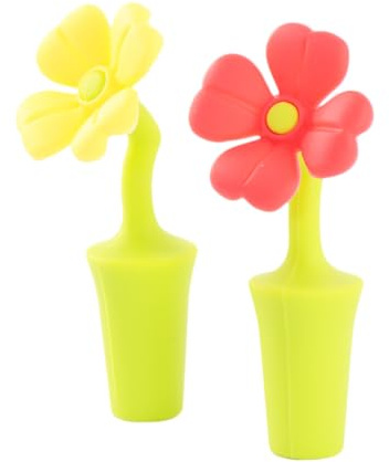 HEALEEP Wine Bottle Stoppers with Air-Tight Seal Silicone Flower Shaped 4 Pcs Colorful Beverage Stoppers to Prolong and Preserve Opened Bottles, for Wine Tasting and Parties