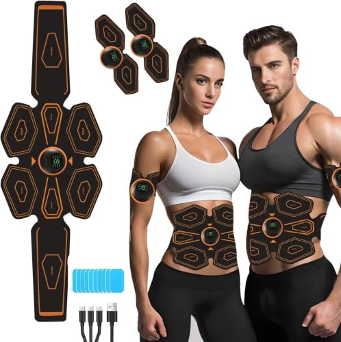 EMS Trainingsgerät,Bauchtrainer Elektrisch,EMS Muskelstimulator Bauchmuskeltrainer Trainingsgerät,8 Trainingsmodi USB-Wiederaufladbarer Tragbarer für Bauch,Arm,Bein-Fitness Outdoor und Indoor